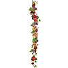 National Tree Company 6 ft. Harvest Serenity Floral and Pumpkins Garland Image 1