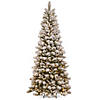 National Tree Company 7.5 ft. Snowy Westwood Slim Pine Tree with Clear Lights Image 1