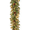 National Tree Company 9 ft. Glittery Gold Pine Garland with Clear Lights Image 1