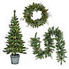National Tree Company Artificial Buzzard Pine Christmas Assortment, Includes 5 ft. Decorated Entrance Tree, Wreath and Garland Pre-Lit with Warm White LED Lights, Battery Operated & Plug In Image 1