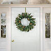 National Tree Company, First Traditions Collection, 24&quot; Pre-Lit Artificial North Conway Wreath with Glittery Cones and Eucalyptus, 50 Warm White LED Lights- Battery Operated with Timer Image 1