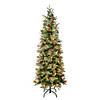 National Tree Company, First Traditions&#8482; Collection, 6 ft. Pre-lit Artificial Feel Real&#174; Virginia Pine Slim Mixed Hinged Tree with Red Berries and Pinecones, with 200 Warm White LED Lights- UL Image 1