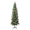 National Tree Company, First Traditions&#8482; Collection, 7.5 ft. Artificial Feel Real&#8482; Virginia Pine Slim Mixed Hinged Tree with Berries and Pinecones Image 1