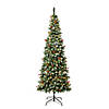 National Tree Company, First Traditions&#8482; Collection, 7.5 ft. Pre-lit Artificial Cullen Slim Hinged Tree with Berries and Pinecones, with 300 Warm White LED Lights- UL Image 1