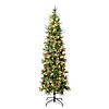 National Tree Company, First Traditions&#8482; Collection, 7.5ft Pre-lit Artificial Feel Real&#174; Virginia Pine Slim Mixed Hinged Tree with Berries and Pinecones, with 260 Warm White LED Lights- UL Image 1