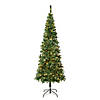 National Tree Company, First Traditions&#8482; Collection, 7.5ft Pre-lit Artificial Linden Spruce Slim Wrapped Tree, 300 Warm White LED Lights- UL Image 1