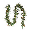 National Tree Company, First Traditions&#8482; Collection, 9 ft. Pre-Lit Artificial North Conway Garland with Glittery Cones and Eucalyptus, 100 Warm White LED Lights- Battery Operated with Timer Image 1