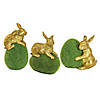 National tree company gold bunny with green moss egg, set of 3 Image 1