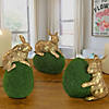 National tree company gold bunny with green moss egg, set of 3 Image 1