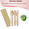 Natural Birch Wood Eco-Friendly Disposable Cutlery Set with Napkin - Spoons, Forks, Knives, and Napkins (75 Guests) Image 2