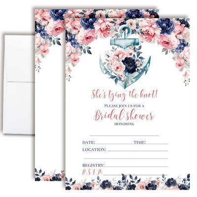 Nautical Bridal Shower Party Invitations Image 1
