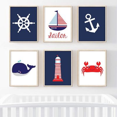 Nautical Lighthouse Anchor 6Pk 8.5x11in Image 1