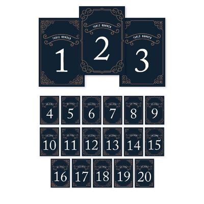 Navy Art Deco Table Numbers 1-20 4x6 Image 1
