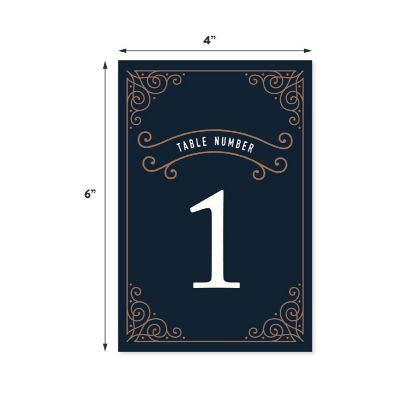 Navy Art Deco Table Numbers 1-20 4x6 Image 1