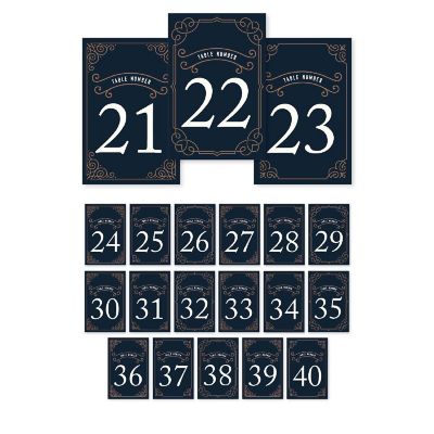 Navy Art Deco Table Numbers 21-40 4x6 Image 1