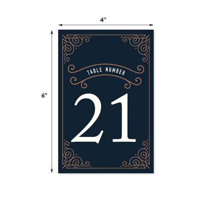 Navy Art Deco Table Numbers 21-40 4x6 Image 1