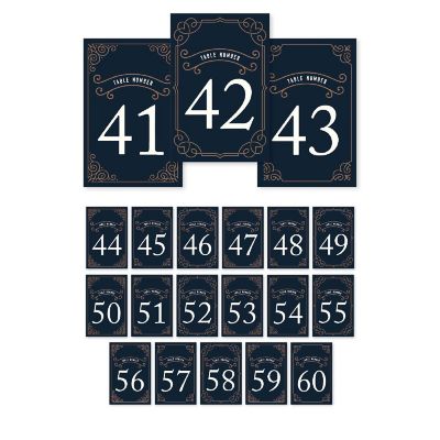 Navy Art Deco Table Numbers 41-60 4x6 Image 1