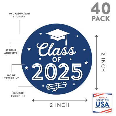 Navy Blue Class of  Stickers 2in Image 1