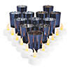 Navy Blue Mercury Glass Votive Candle Holders with Battery-Operated Candles - 24 Pc. Image 1