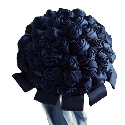 Navy Blue Rose Bud Satin Bouquet Image 1