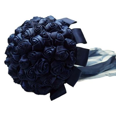 Navy Blue Rose Bud Satin Bouquet Image 1