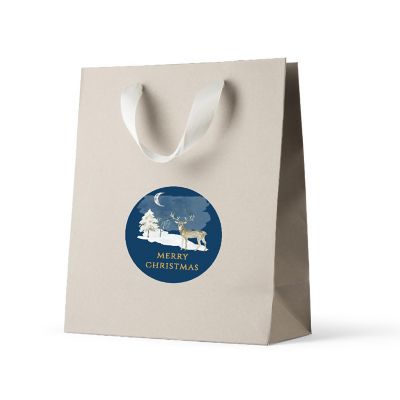 Navy Blue Rustic Deer Christmas Labels Image 1