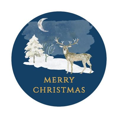 Navy Blue Rustic Deer Christmas Labels Image 3