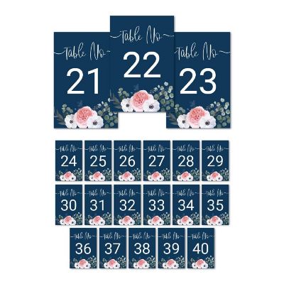 Navy Eucalyptus Table Numbers 21-40 4x6 Image 1