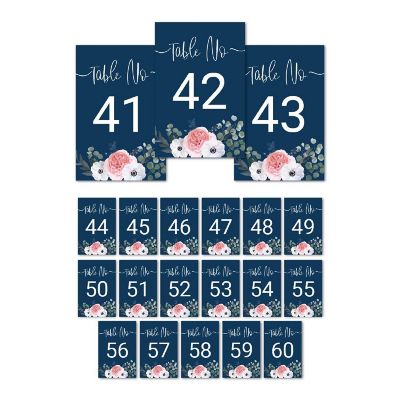 Navy Eucalyptus Table Numbers 41-60 4x6 Image 1