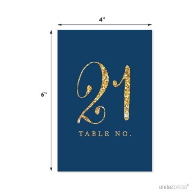Navy Gold Glitter Table Numbers 21-40 Image 1