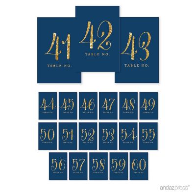 Navy Gold Glitter Table Numbers 41-60 Image 1