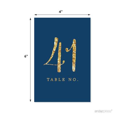 Navy Gold Glitter Table Numbers 41-60 Image 1
