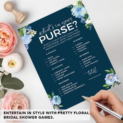 Navy Hydrangea Purse Game, 20pk Image 3