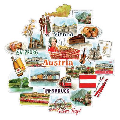 Navy Peony Austria Travel Stickers Image 1