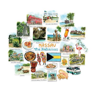 Navy Peony Bahamas Stickers Image 1