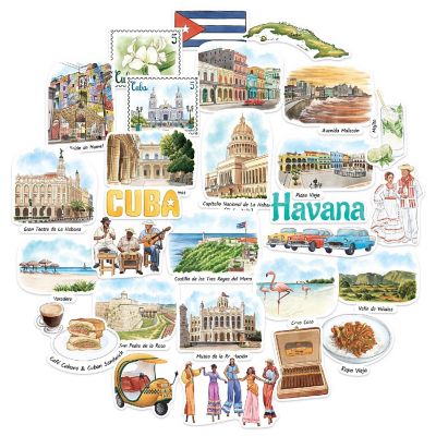 Navy Peony Cuba Stickers Image 1