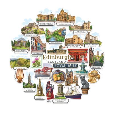 Navy Peony Edinburgh Stickers Image 1