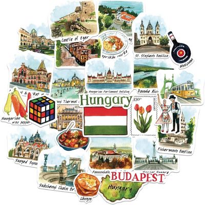 Navy Peony Harmonious Hungary Travel Stickers Image 1