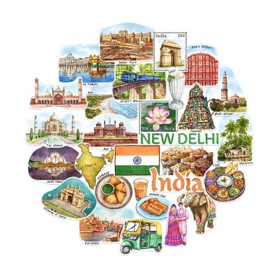Navy Peony India Travel Stickers Image 1