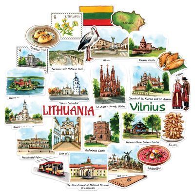 Navy Peony Lithuania Stickers Image 1