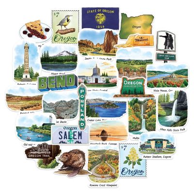 Navy Peony Oregon Stickers Image 1