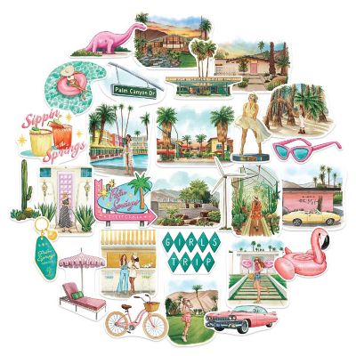 Navy Peony Palm Springs Stickers Image 1