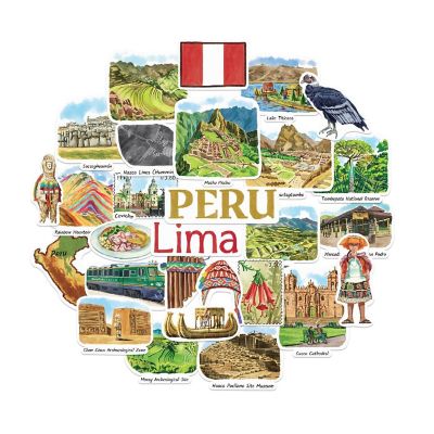Navy Peony Peru Stickers Image 1