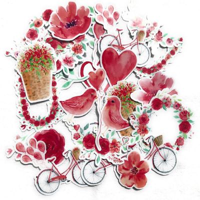 Navy Peony Red Rose Valentine Stickers Image 1