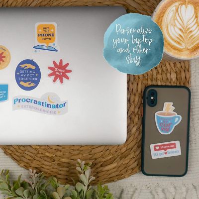 Navy Peony Self Care Quote Stickers Image 2