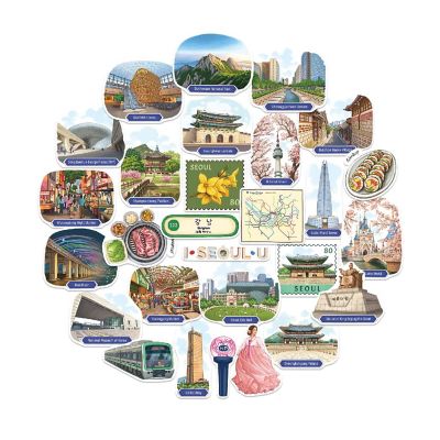 Navy Peony Seoul Stickers Image 1