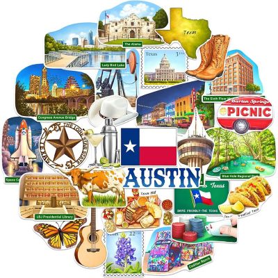 Navy Peony Texas State Travel Stickers Image 1