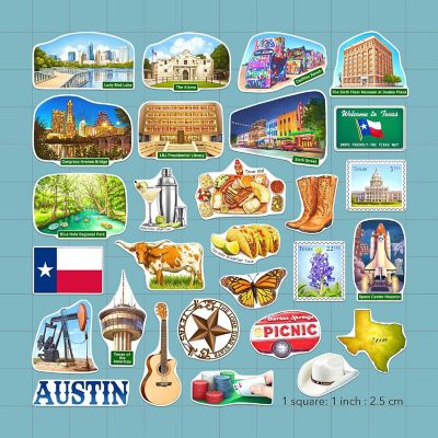 Navy Peony Texas State Travel Stickers Image 1