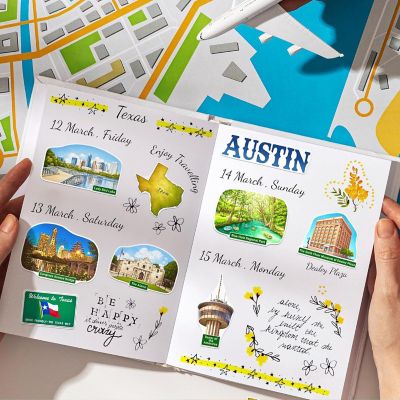 Navy Peony Texas State Travel Stickers Image 2