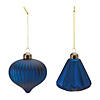Navy Ribbed Ornament (Set Of 12) 3.5"H Glass Image 1